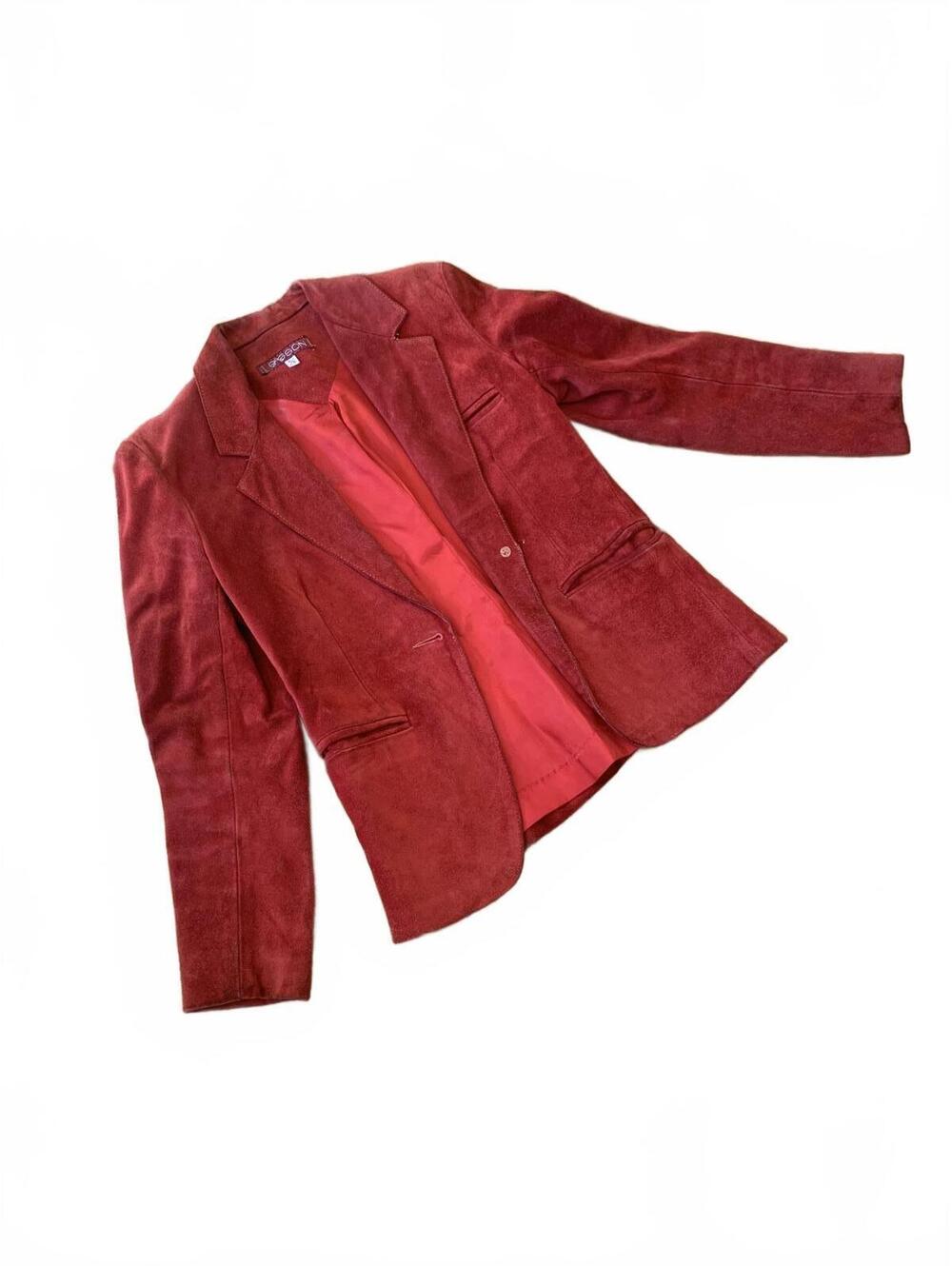 Vintage Sasson Red Suede Blazer Jacket Size 5/6